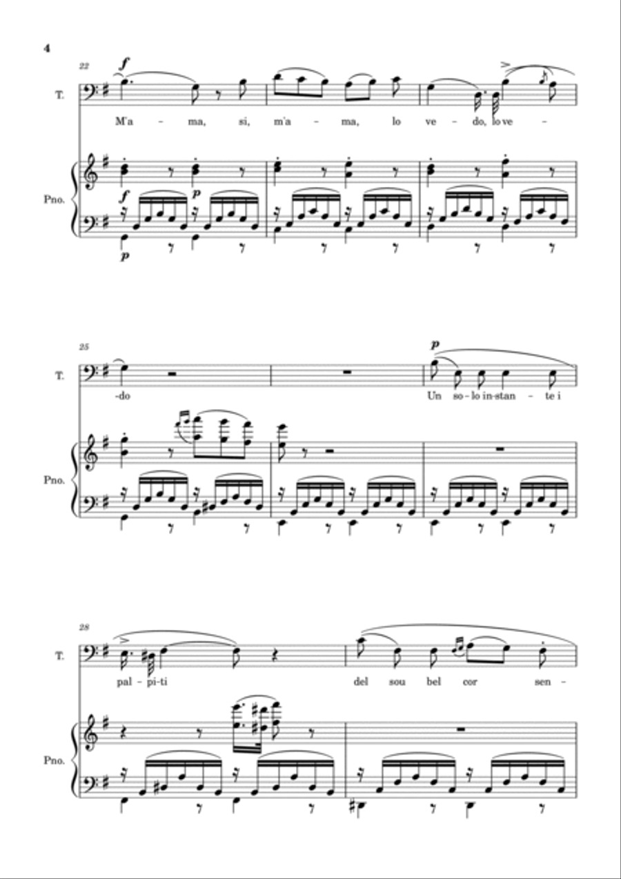 Una Furtiva Lagrima (Tenor in Em) Voice scores gallery preview page 4