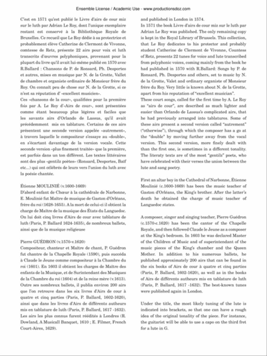 Airs de cour, vol. 1 Classical Guitar scores gallery preview page 4