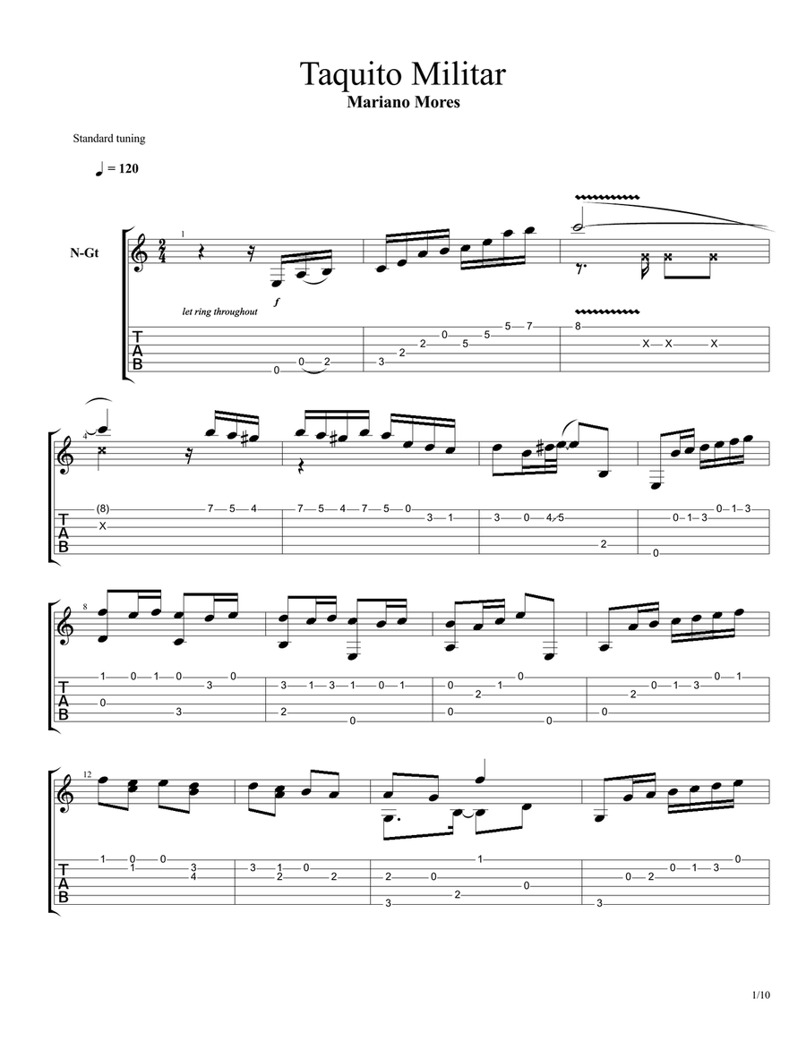 Taquito Militar Taquito Militar Guitar Tablature scores gallery preview page 1