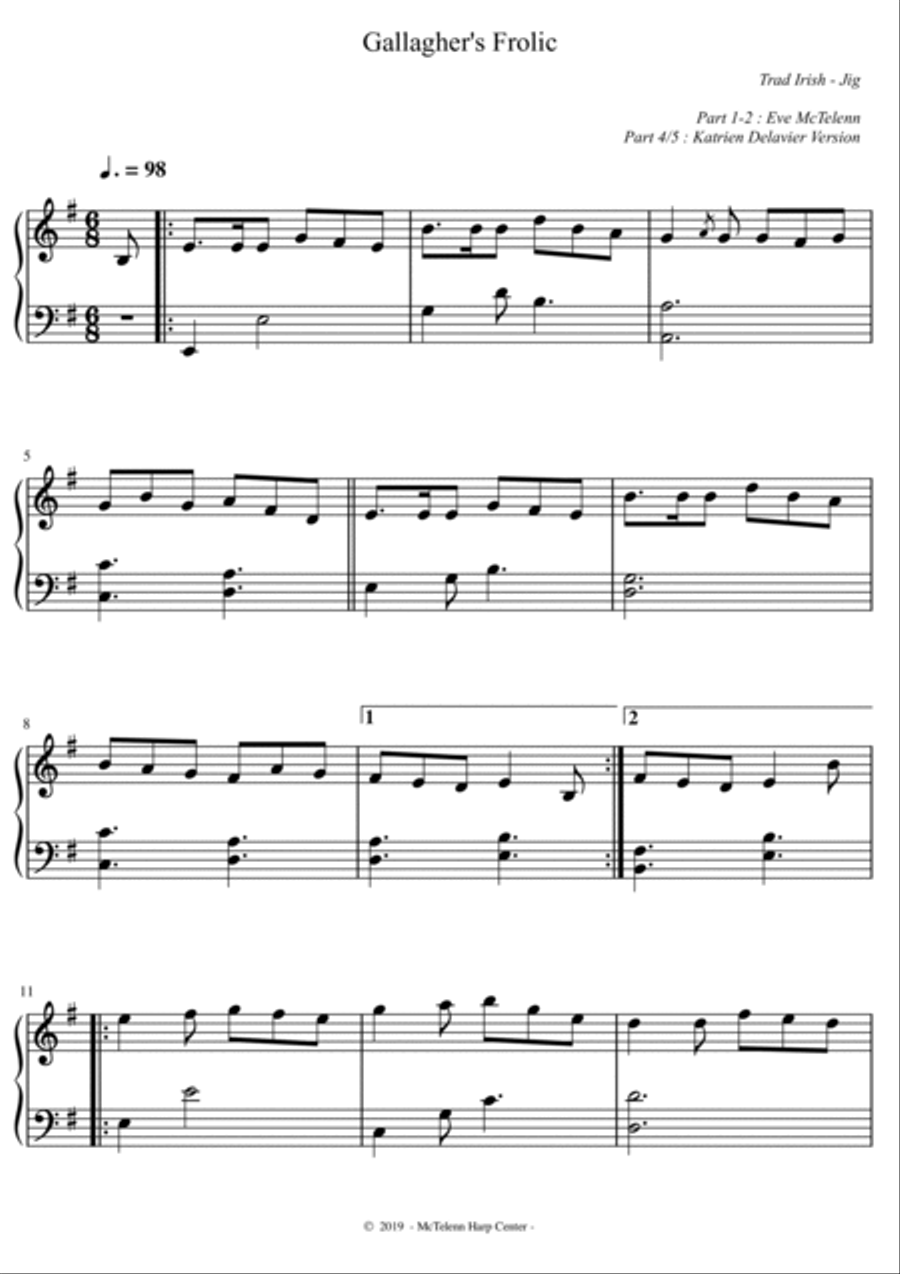 Gallagher's Frolic - Irish Jig - intermediate & 34 String Harp | McTelenn Harp Center Harp scores gallery preview page 2