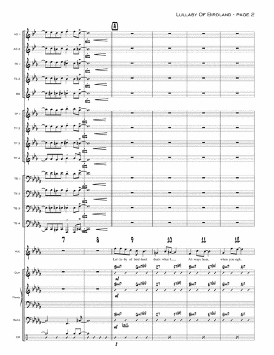 Lullaby Of Birdland Jazz Ensemble scores gallery preview page 2
