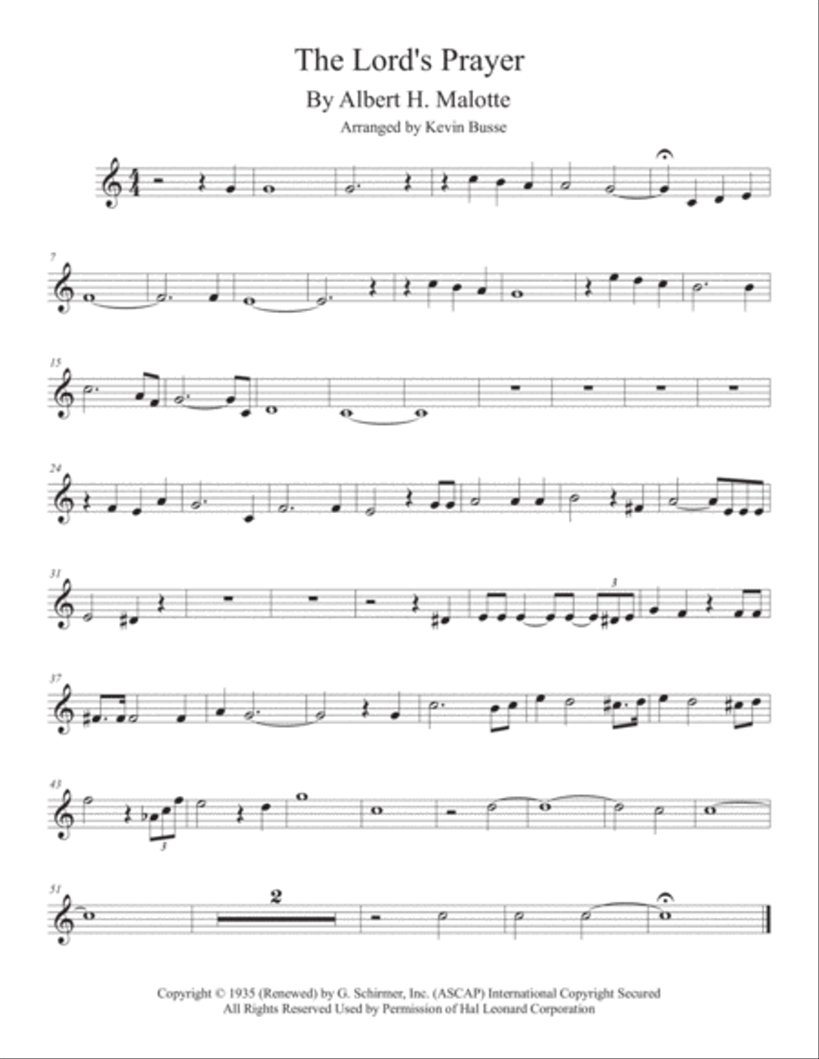 The Lord's Prayer Tenor Saxophone scores gallery preview page 1