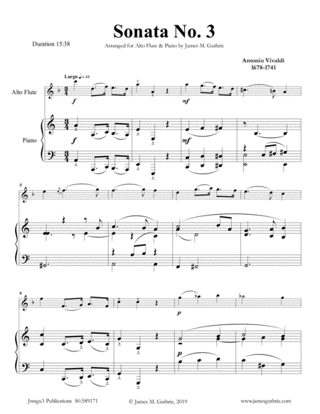 Vivaldi: Sonata No. 3 for Alto Flute & Piano image number null