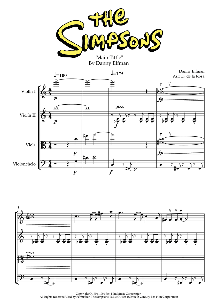 Theme From The Simpsons String Quartet scores gallery preview page 2