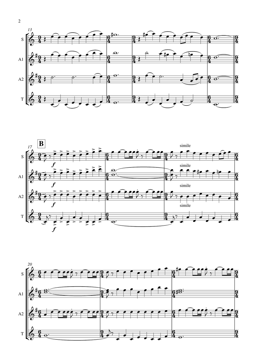 Pagine dalla Sinfonia n. 3 Saxophone Quartet scores gallery preview page 2