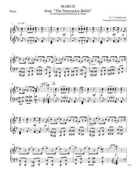 Nutcracker Ballet - March for Strings and Piano - Piano Part