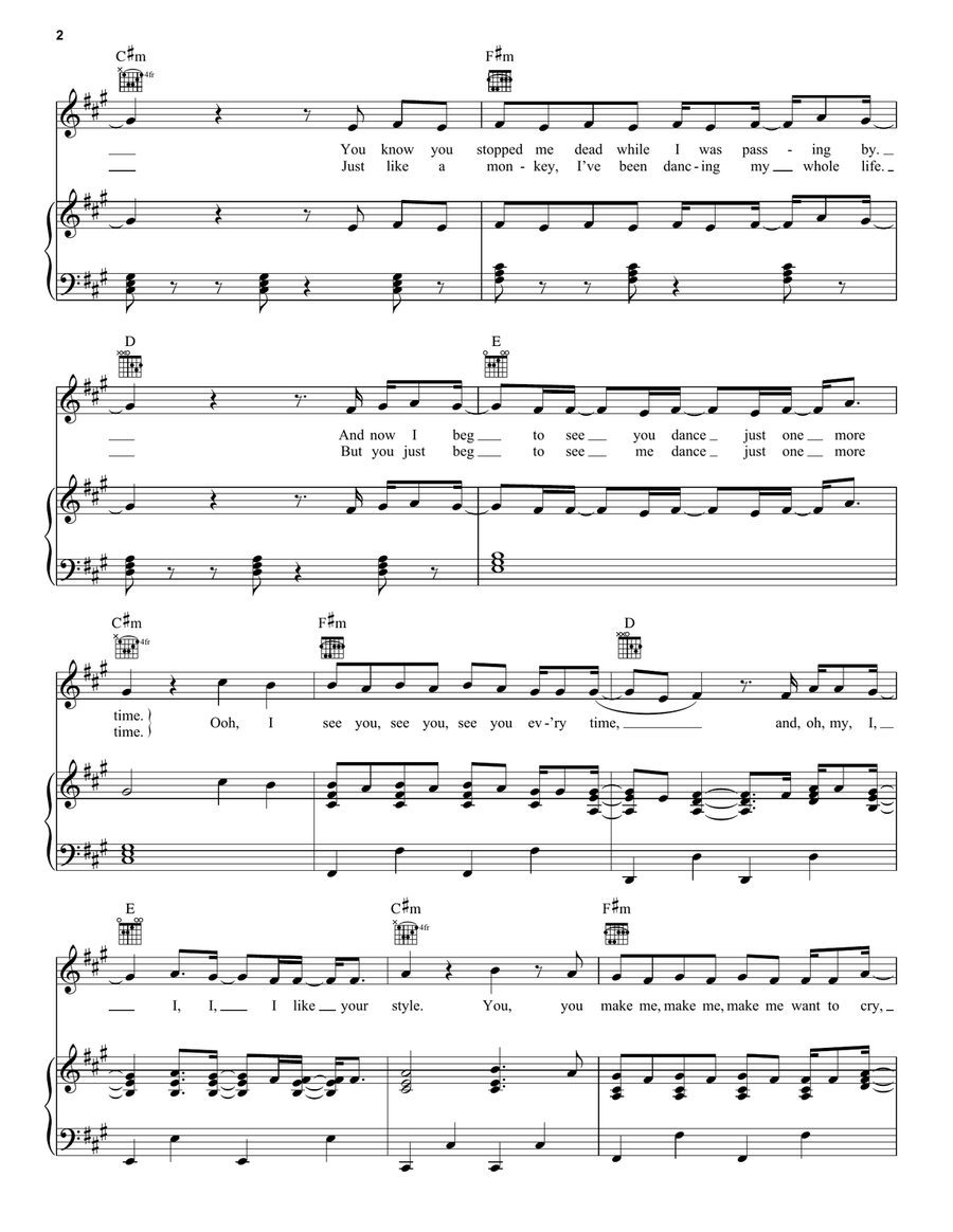 Dance Monkey Dance Monkey Piano, Vocal, Guitar scores gallery preview page 2