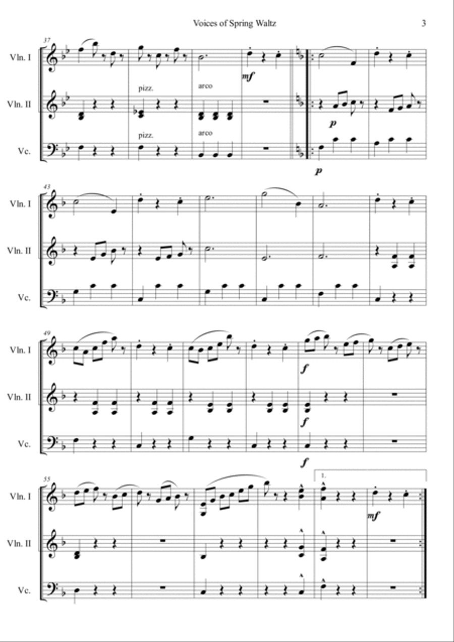 Voice of Spring Waltz Cello scores gallery preview page 3
