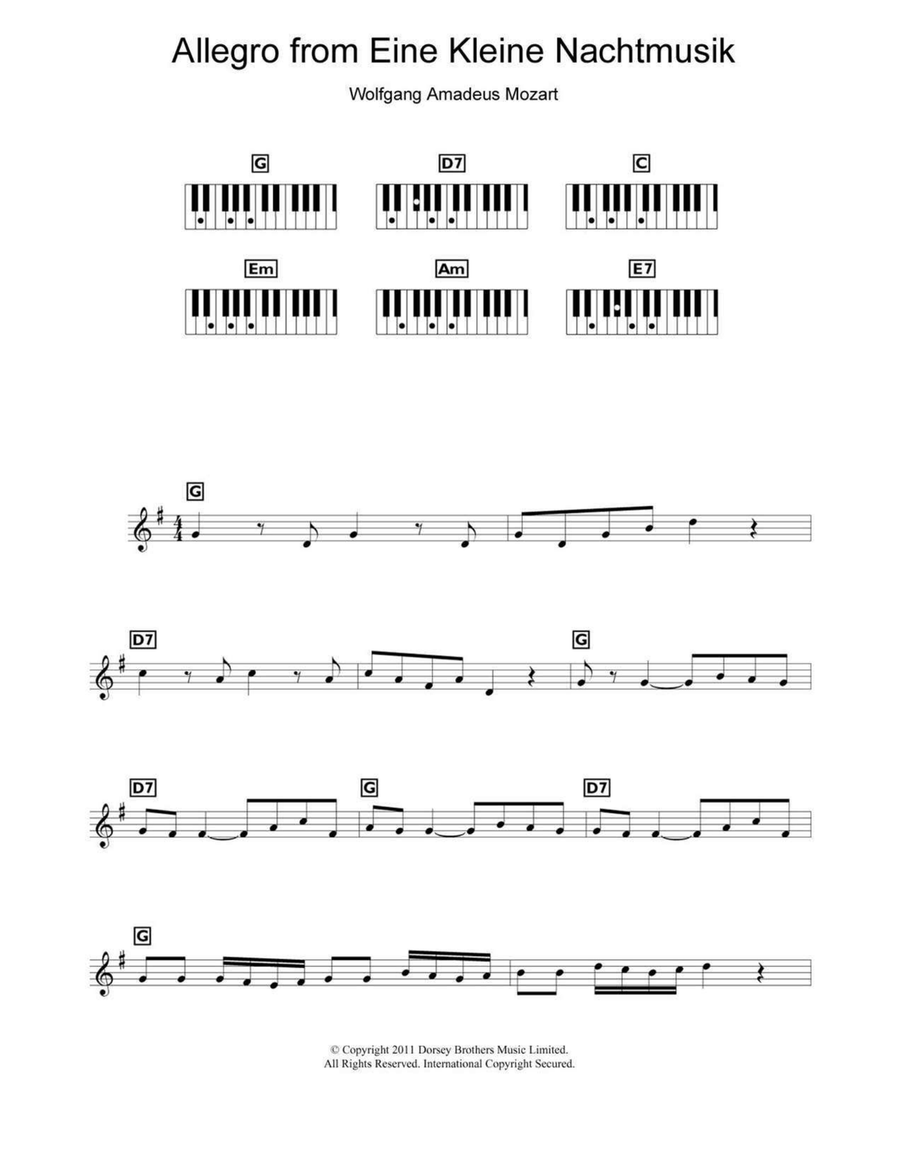 Allegro from Eine Kleine Nachtmusik K525 Piano scores gallery preview page 1