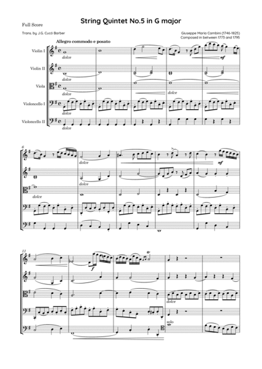 Cambini - String Quintet No.5 in G major