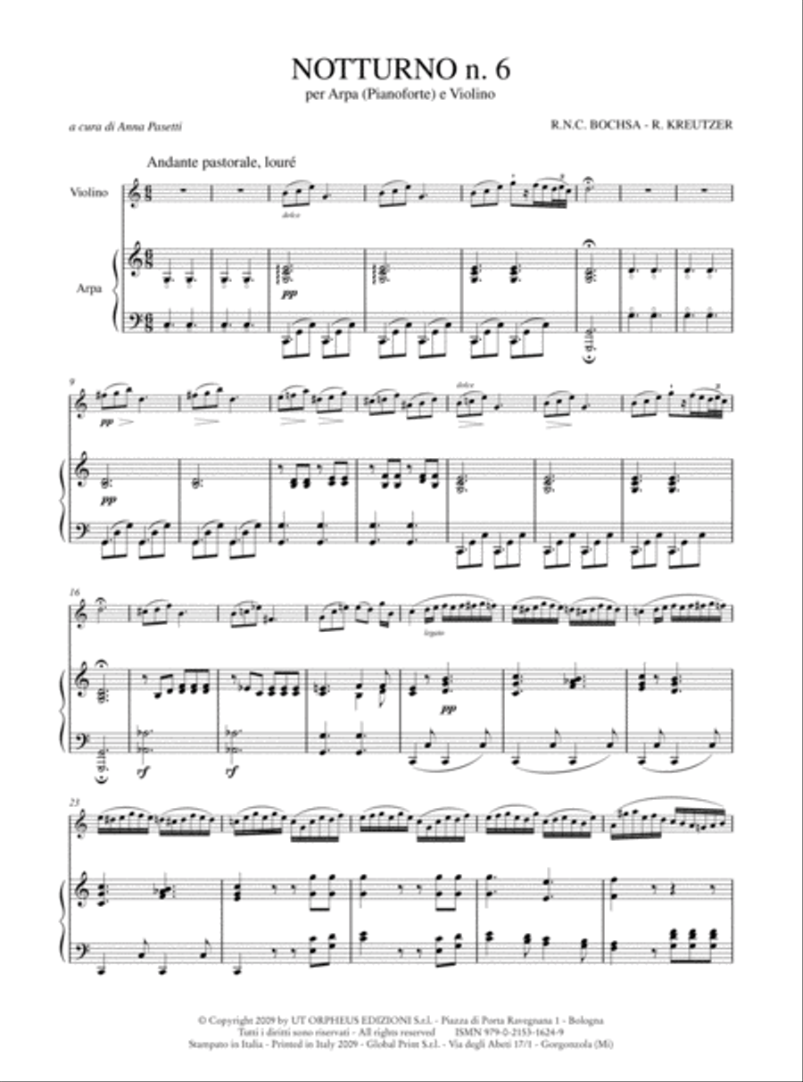 Nocturne No. 6 for Harp (Piano) and Violin Harp scores gallery preview page 2
