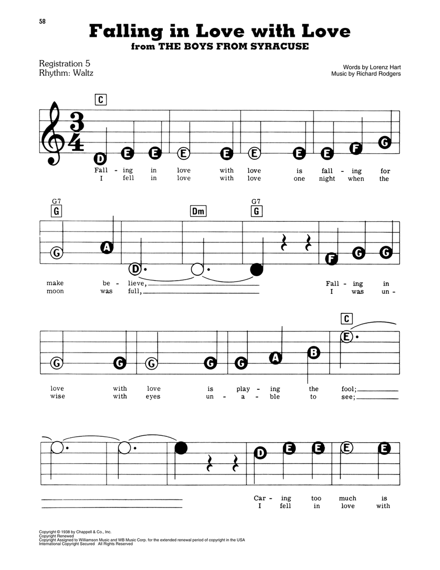 Falling In Love With Love Electronic Keyboard scores gallery preview page 1