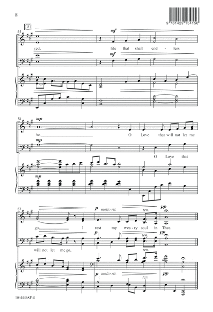 O Love That Will Not Let Me Go 4-Part scores gallery preview page 8