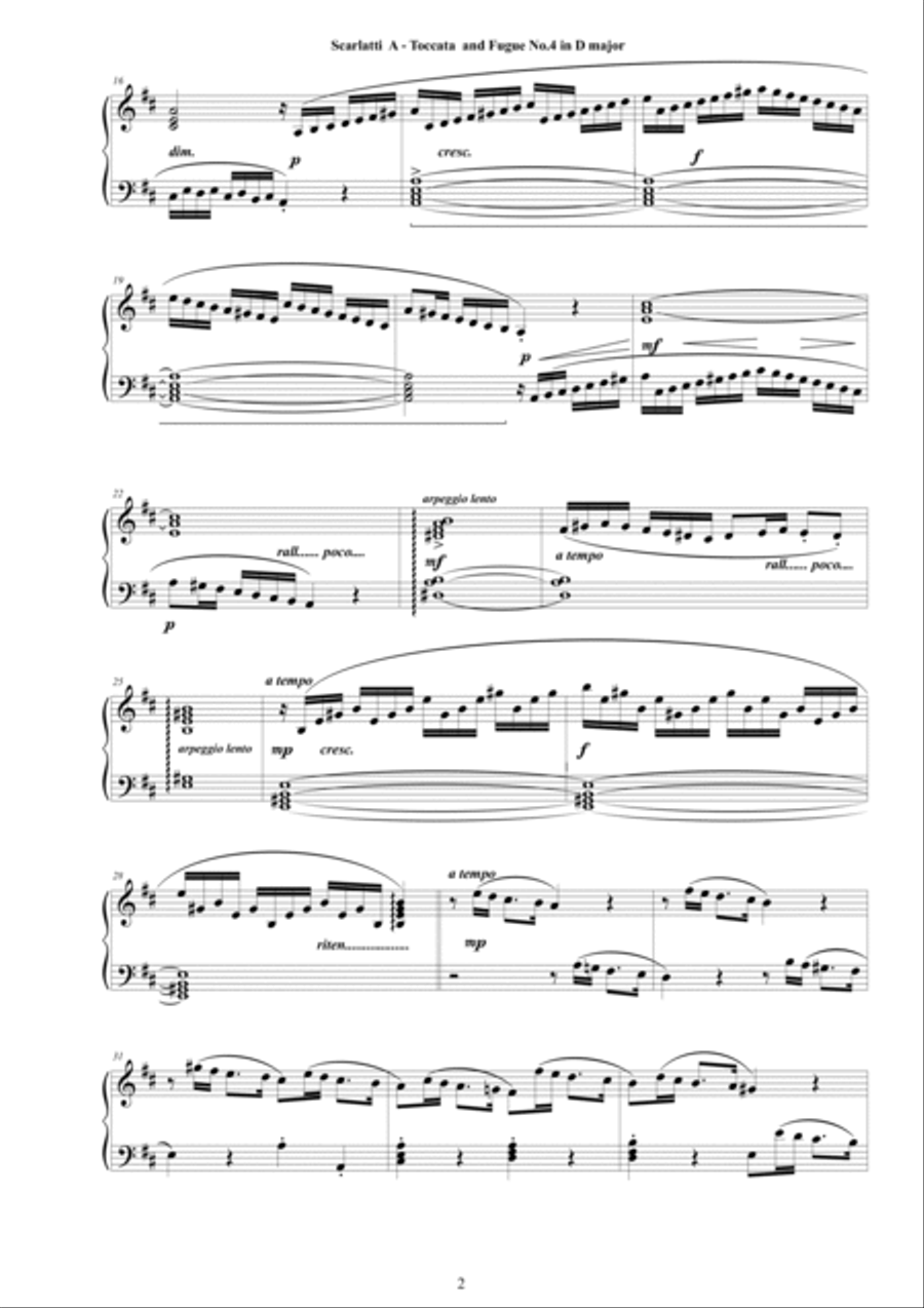 Scarlatti A - Toccata and Fugue No.4 in D major with Giga for Piano Piano Solo scores gallery preview page 2