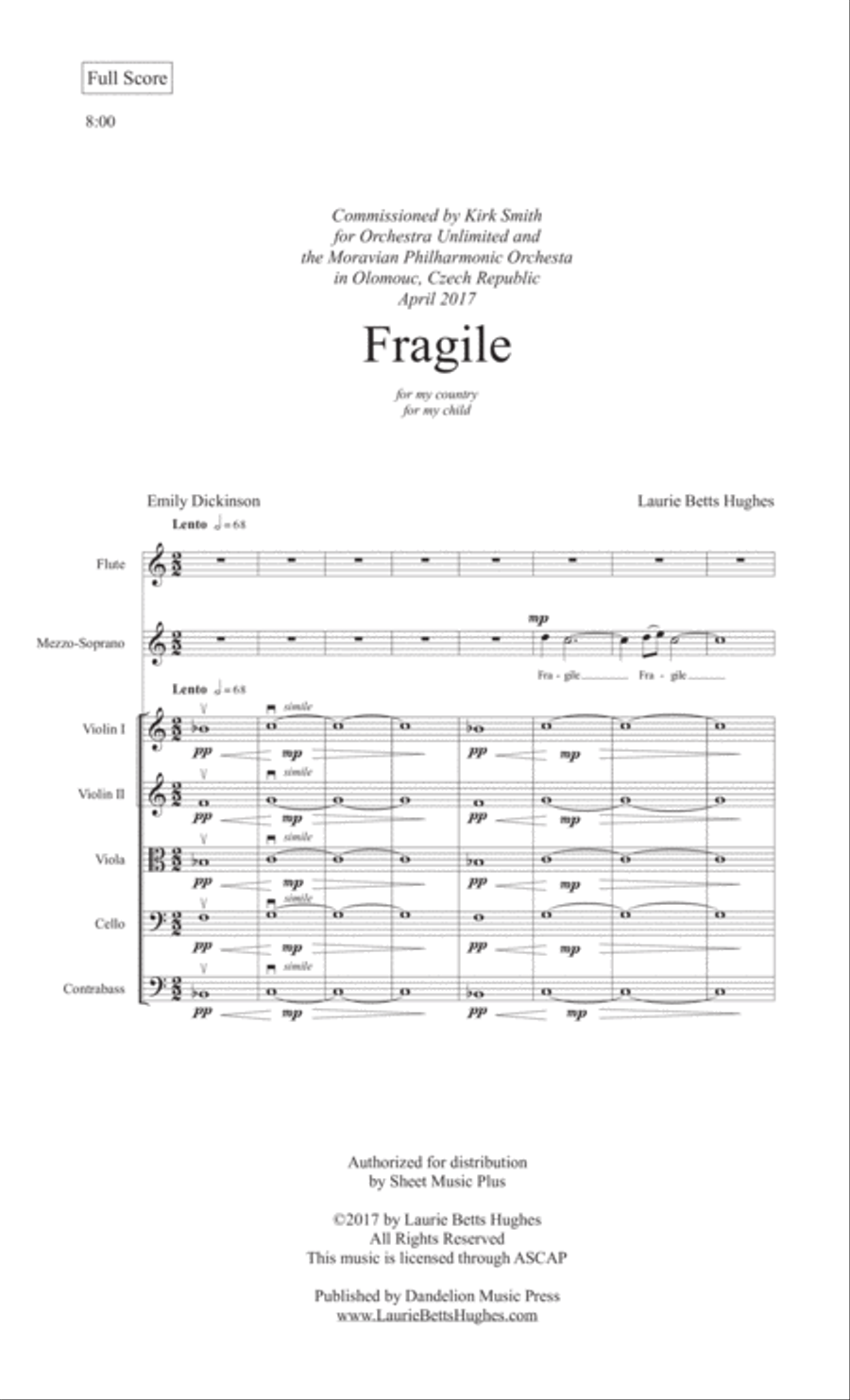 Fragile [Mezzo, Flute, String Orchestra] String Orchestra scores gallery preview page 3