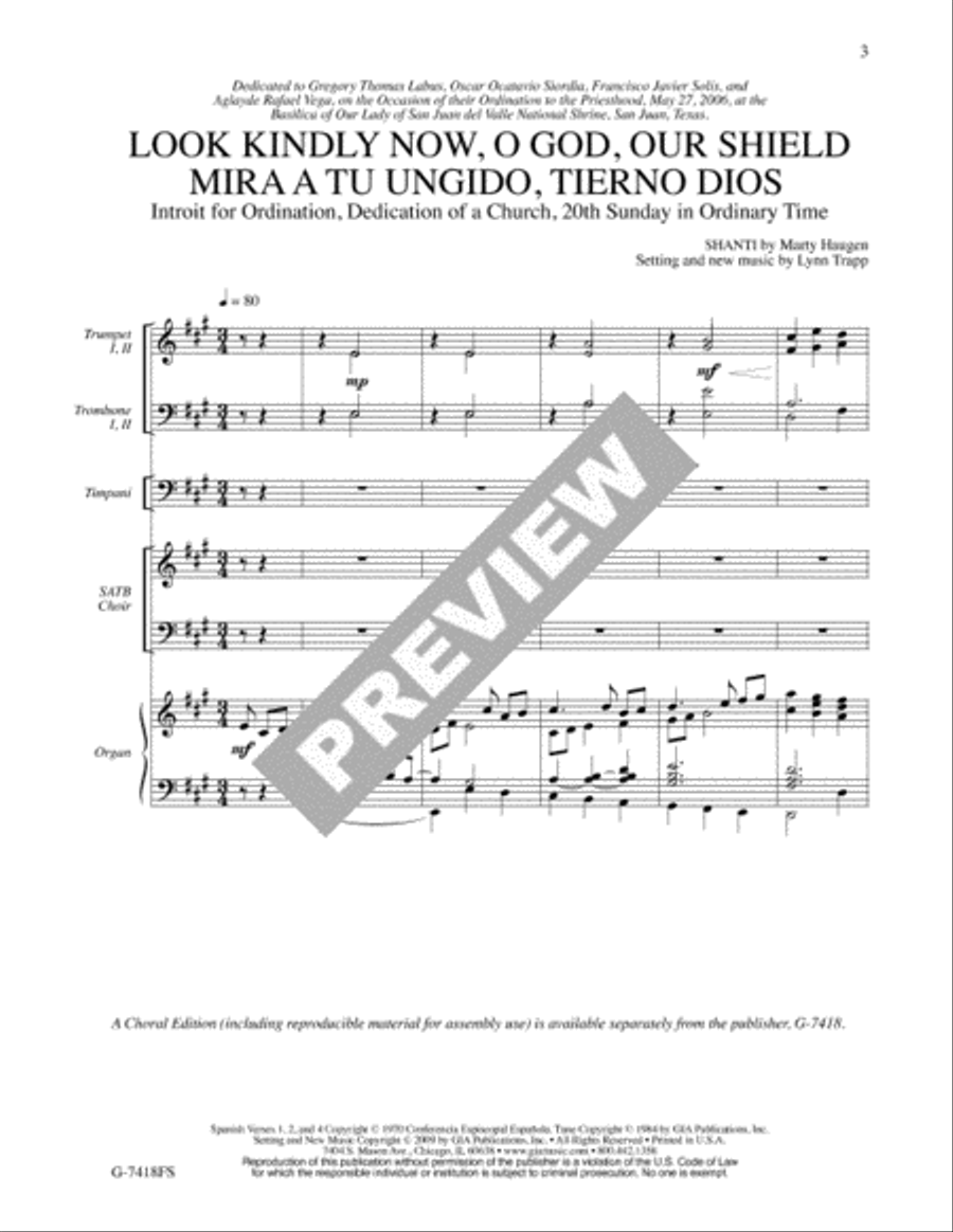 Look Kindly Now, O God, Our Shield / Mira a Tu Ungido, Tierno Dios - Full Score and Parts 4-Part scores gallery preview page 3