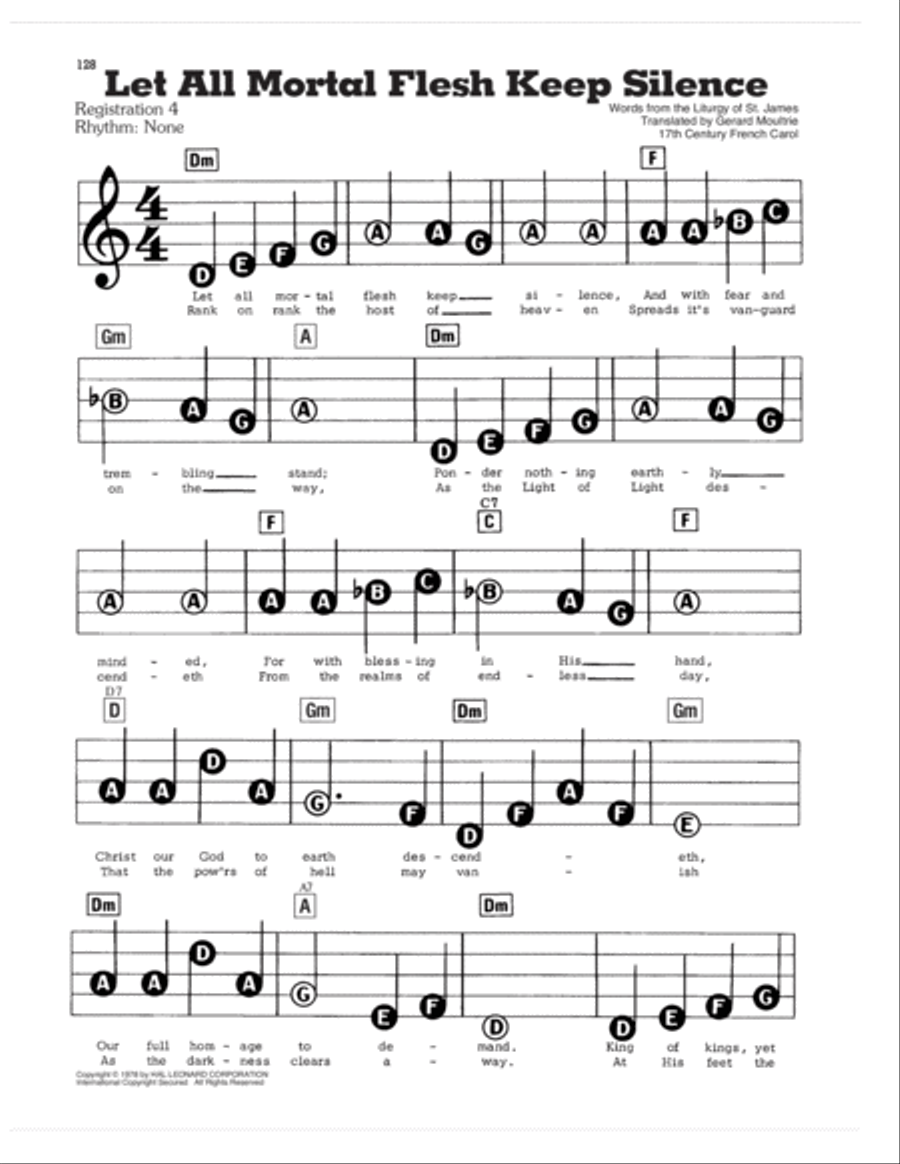Let All Mortal Flesh Keep Silence Electronic Keyboard scores gallery preview page 1