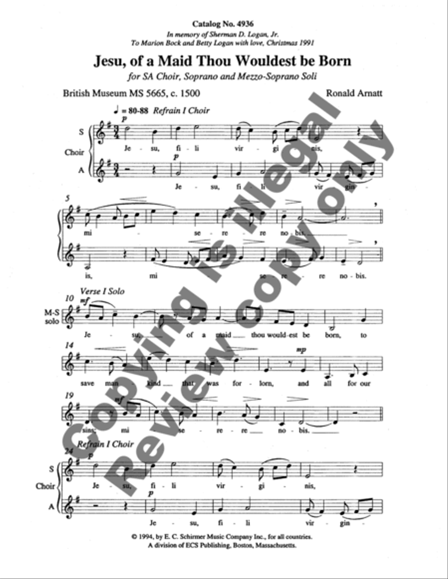 Jesu, Of a Maid Thou Wouldest Be Born SA scores gallery preview page 5