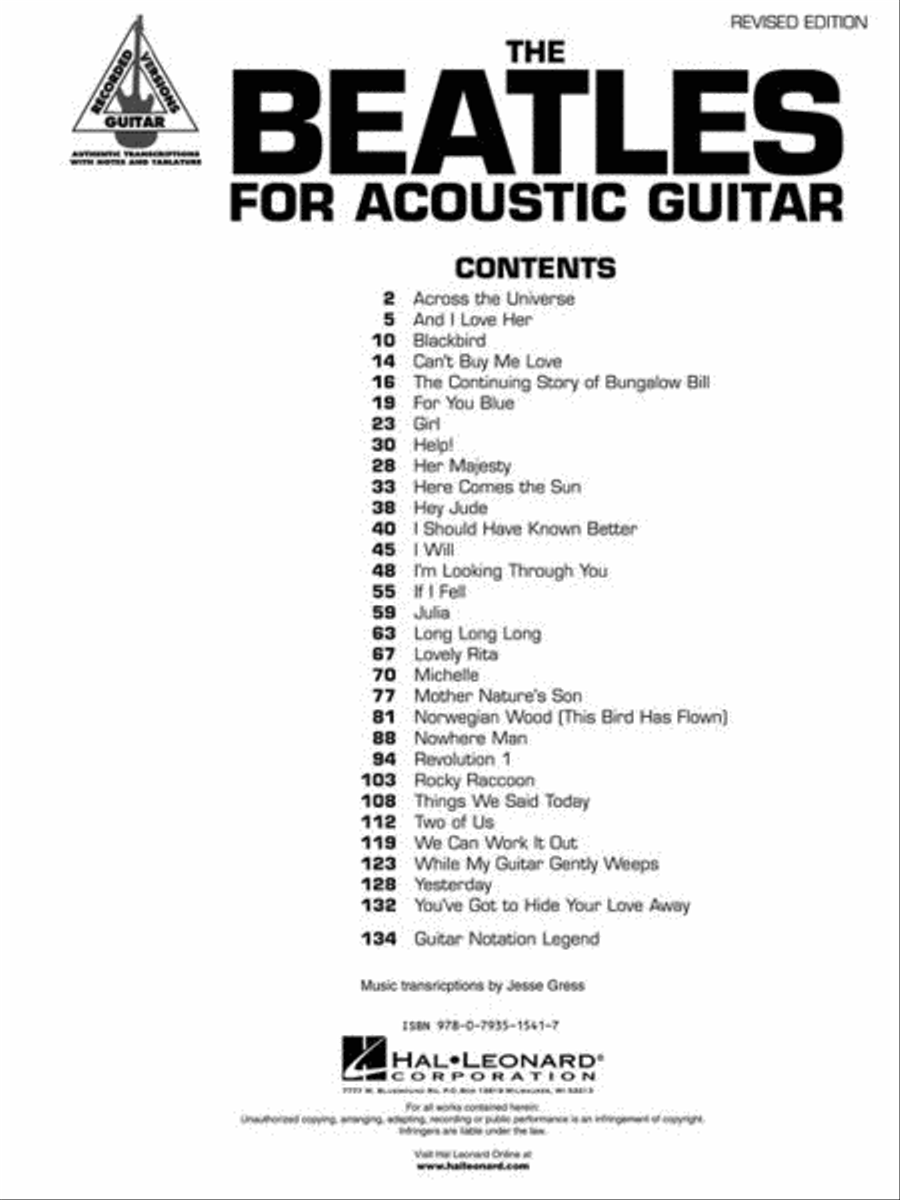 The Beatles for Acoustic Guitar – Revised Edition