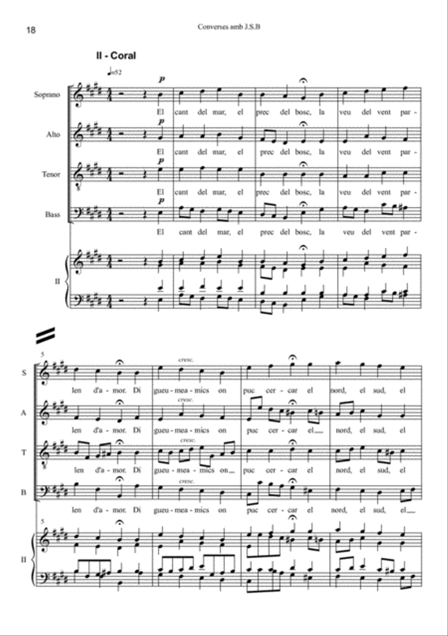 Converses amb J. S. Bach for Mixed Choir (SATB) and Two Pianos 4-Part scores gallery preview page 3