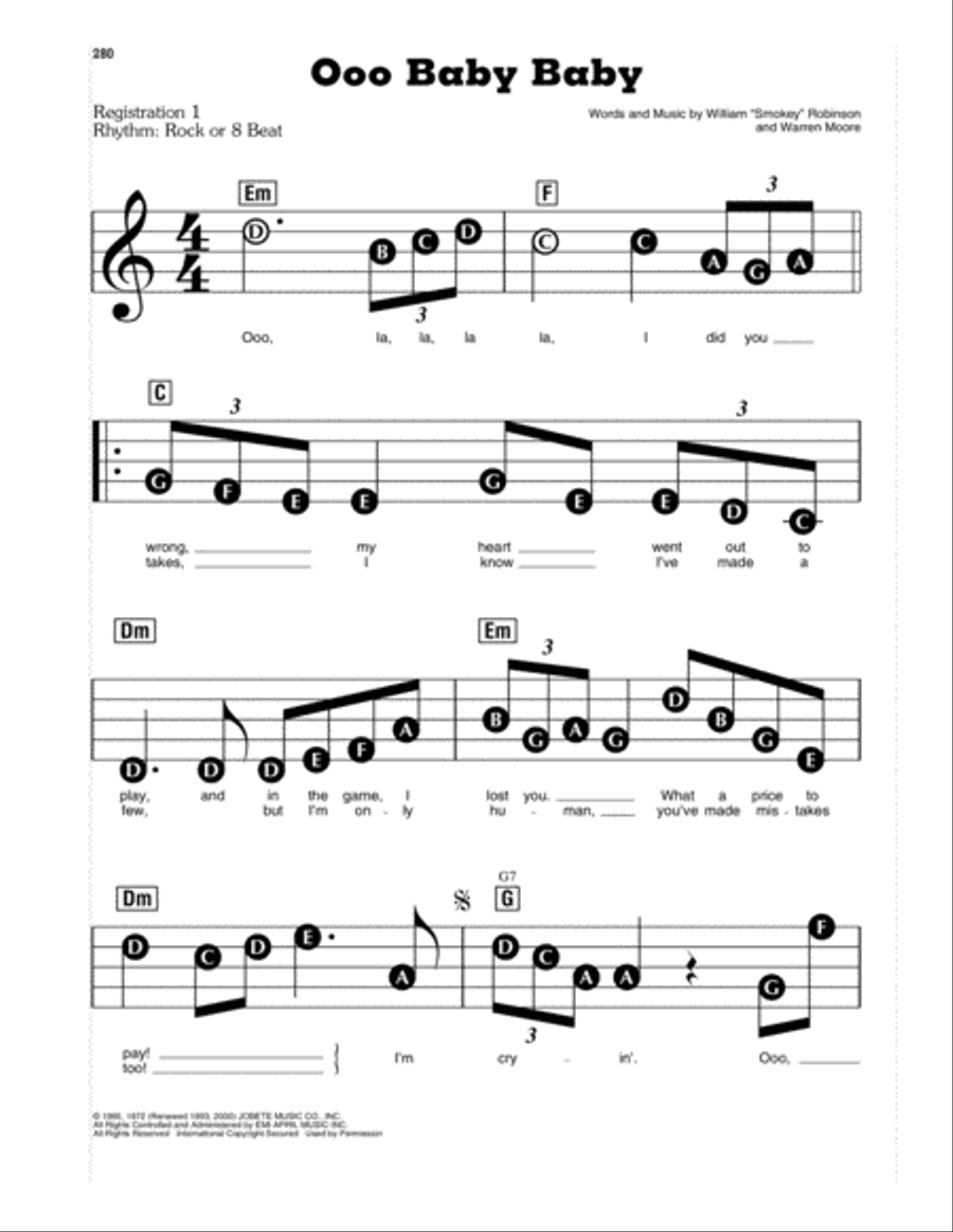 Ooo Baby Baby Electronic Keyboard scores gallery preview page 1