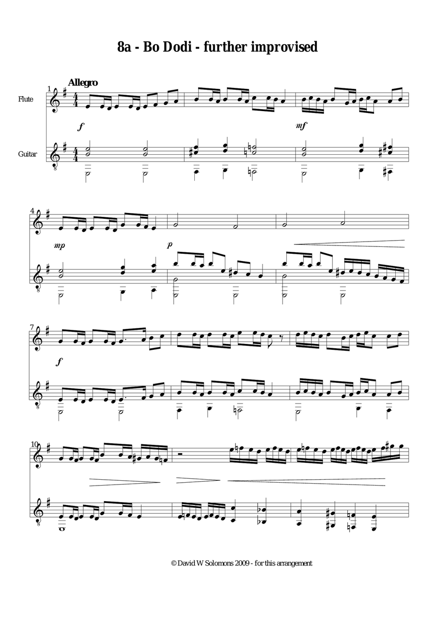 Bo dodi (Come, my belovèd) for flute and guitar Flute scores gallery preview page 3