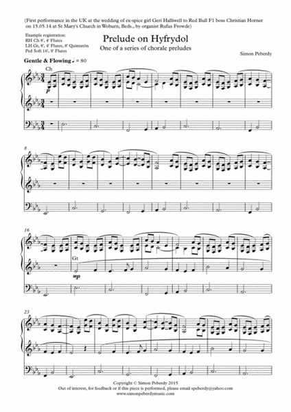 Organ Chorale Prelude on Hyfrydol (Alleluia, sing to Jesus), by Simon Peberdy (original melody by RH by Simon Peberdy Organ Solo - Digital Sheet Music