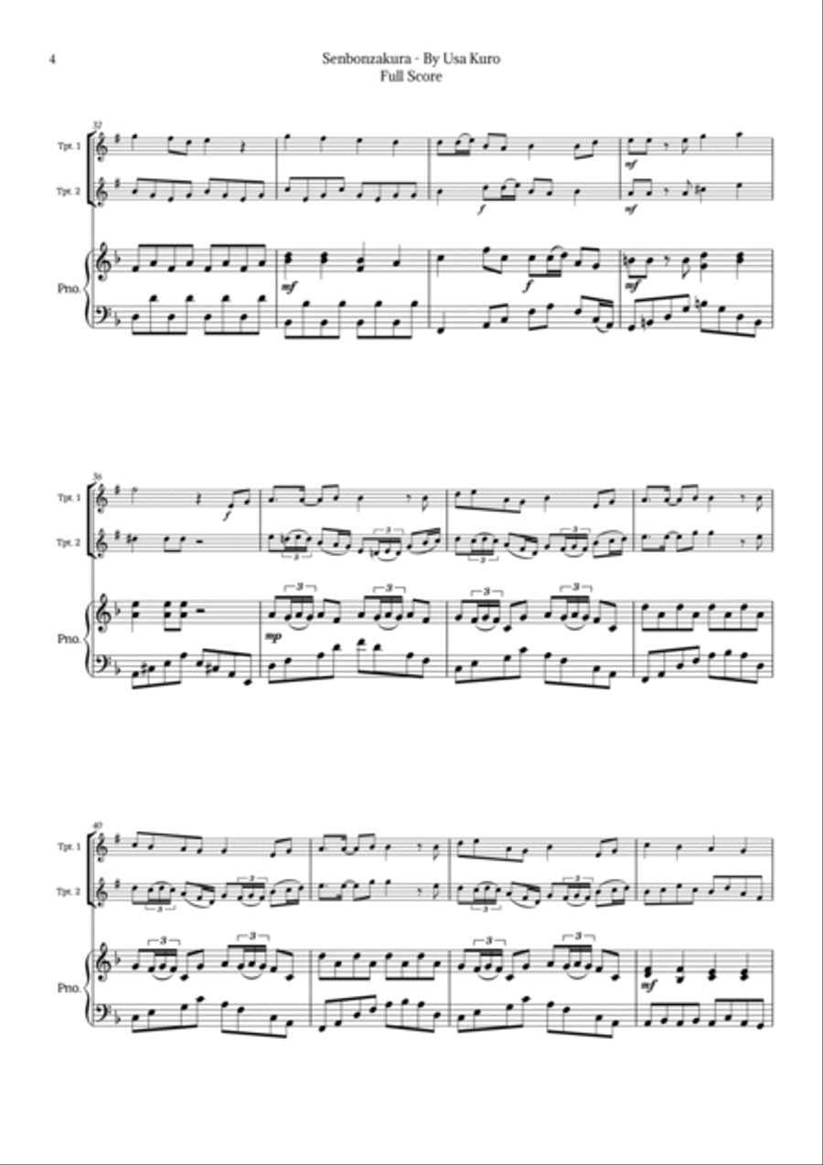 Senbonzakura Trumpet Duet scores gallery preview page 4