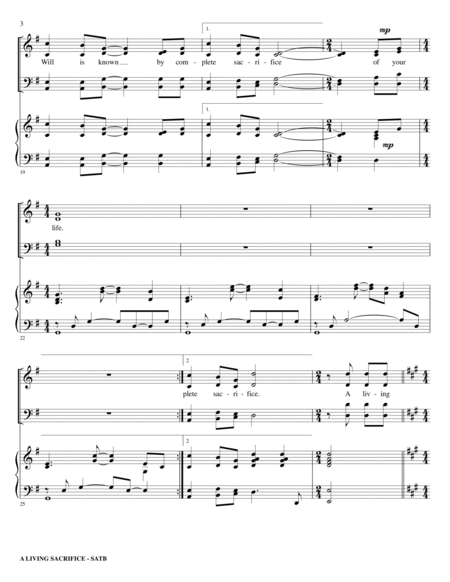 A LIVING SACRIFICE, SATB Choir (Score & Parts) image number null