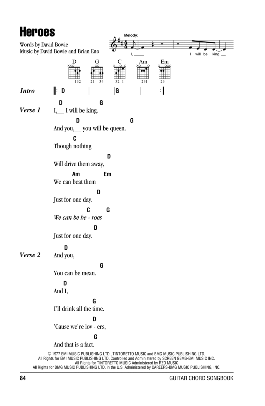 Heroes Acoustic Guitar scores gallery preview page 1