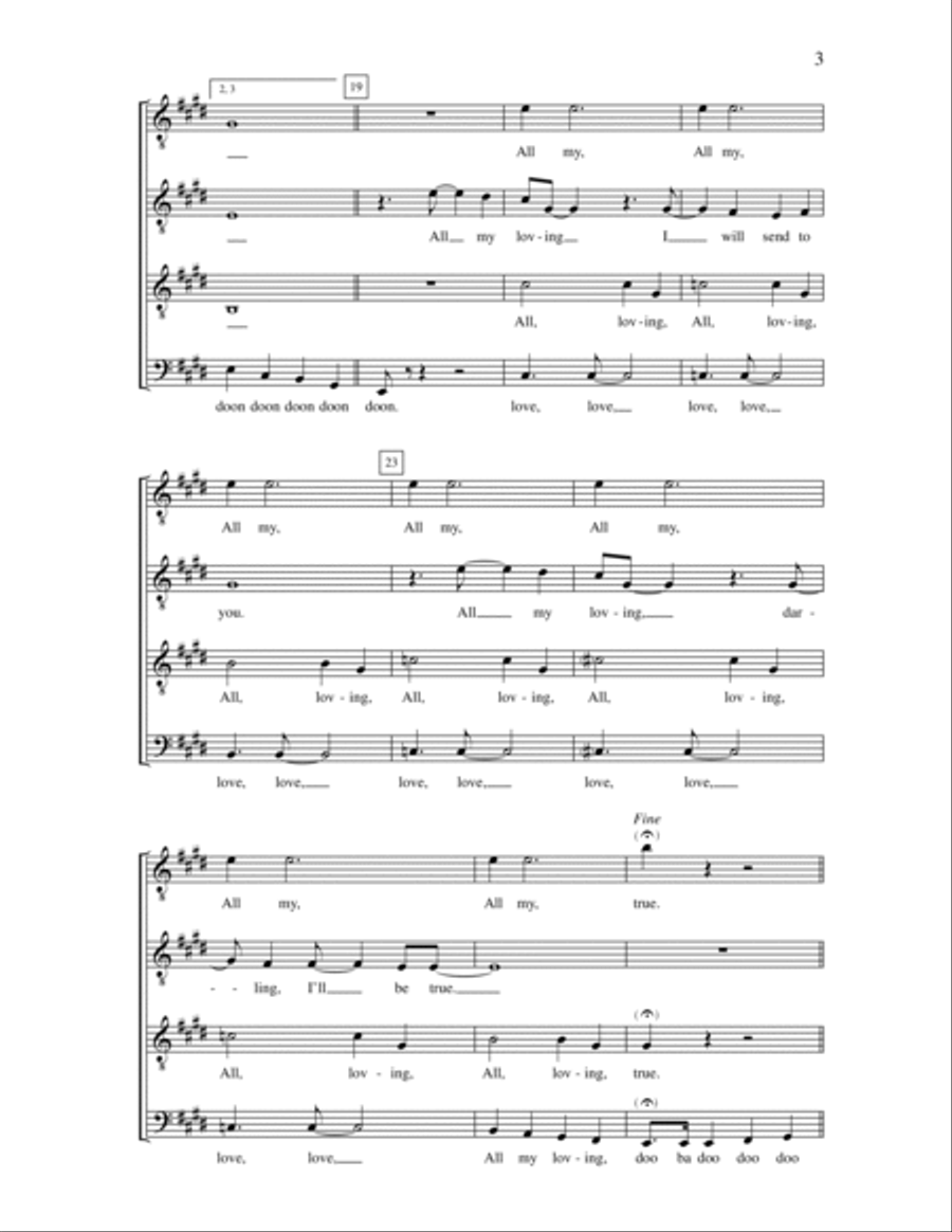 All My Loving (arr. Deke Sharon) TTBB scores gallery preview page 3