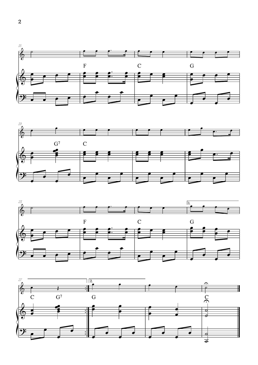 Jingle Bells • Christmas Song | acoustic guitar sheet music w/ piano accompaniment [chords] Acoustic Guitar scores gallery preview page 2