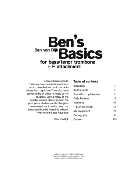 Ben's Basics - Method for Tenor Trombone with F attachment / Bass Trombone