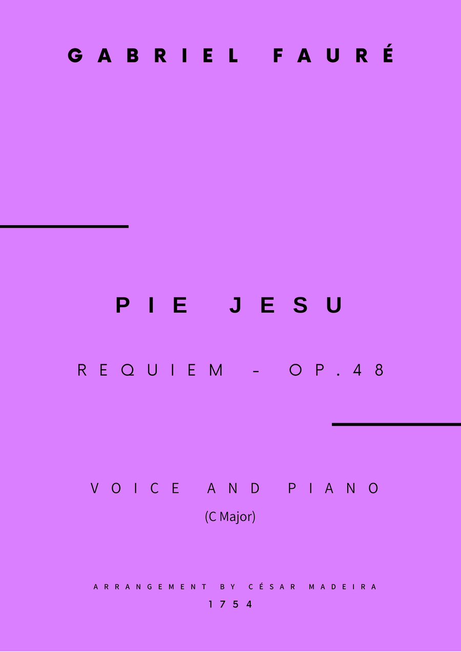 Pie Jesu (Requiem, Op.48) - Voice and Piano - C Major (Full Score and Parts) Piano, Vocal scores gallery preview page 1