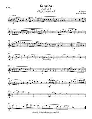 Sonatina-Clementi (Op. 36, No. 1) (treble C instrument part only)