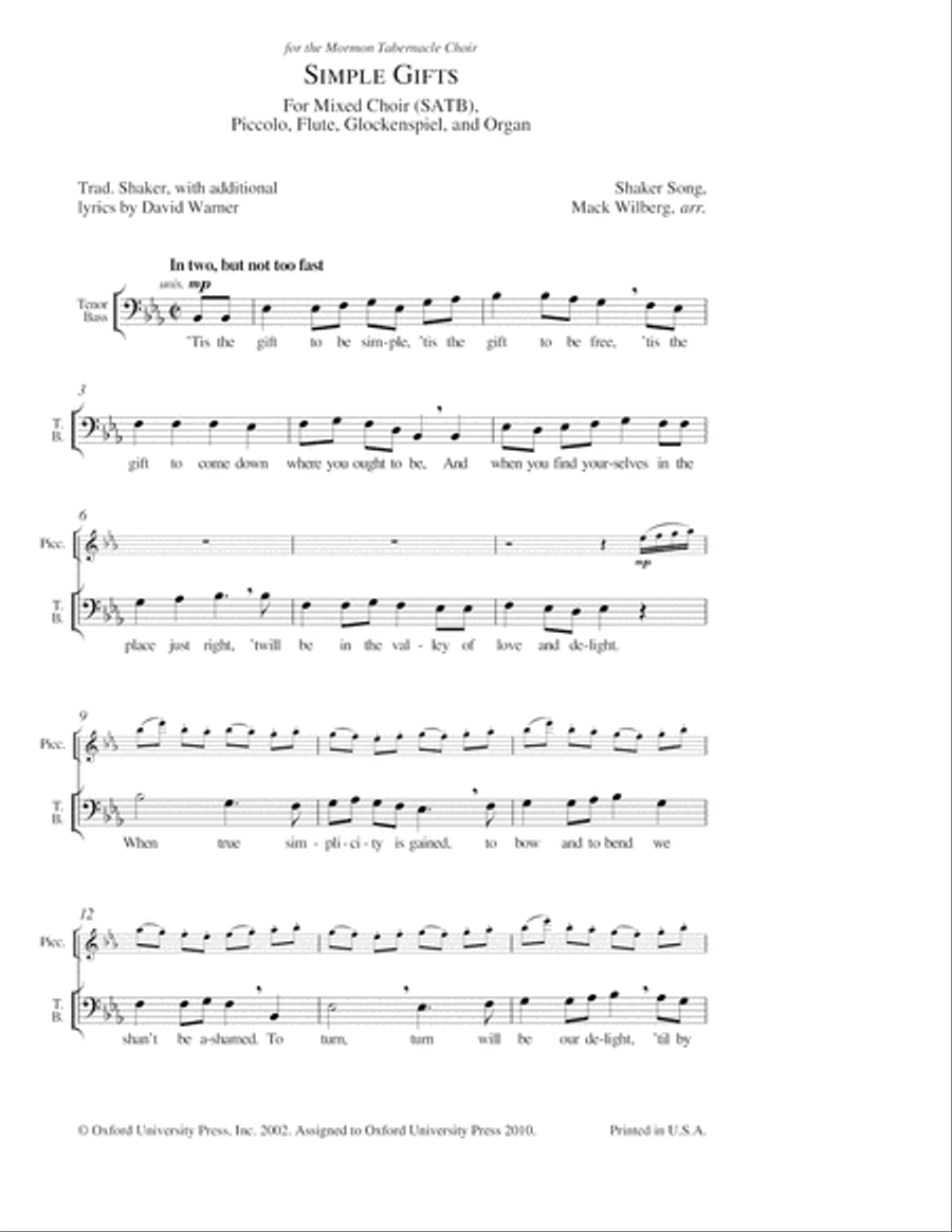 Simple Gifts 4-Part scores gallery preview page 2
