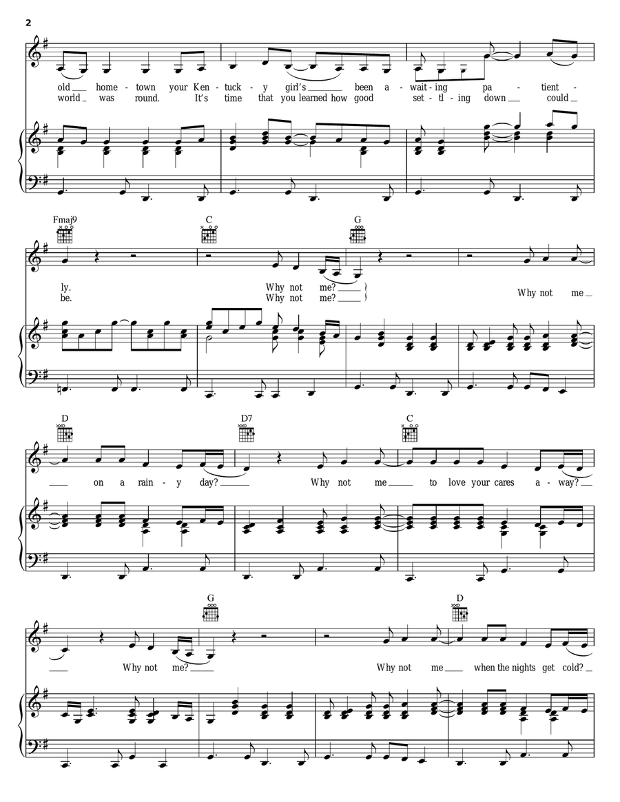 Why Not Me Piano, Vocal, Guitar scores gallery preview page 2