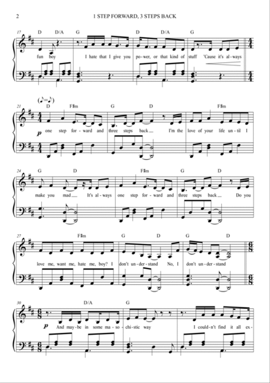 1 Step Forward, 3 Steps Back Piano, Vocal, Guitar scores gallery preview page 2