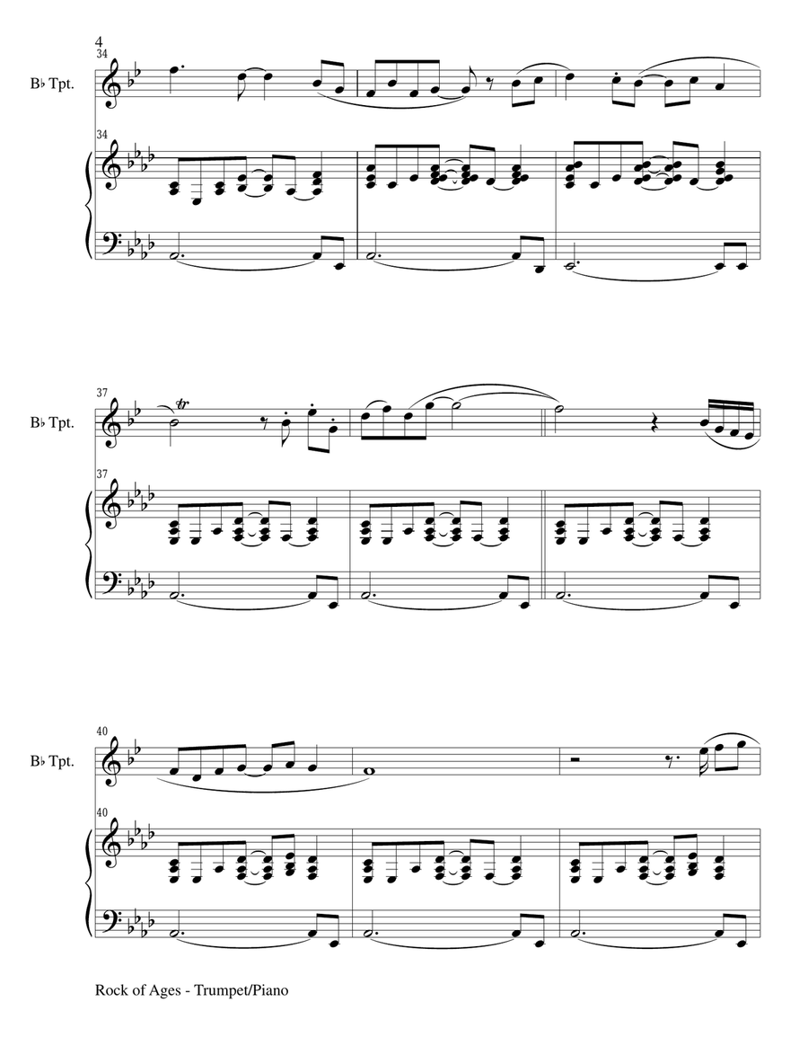 ROCK OF AGES (Bb Trumpet/Piano and Trumpet Part) Trumpet Duet scores gallery preview page 4