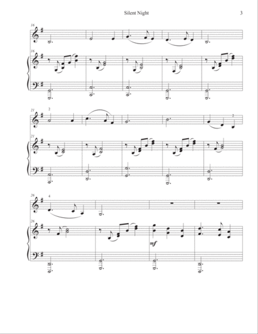 Silent Night - Violin Violin Solo scores gallery preview page 3