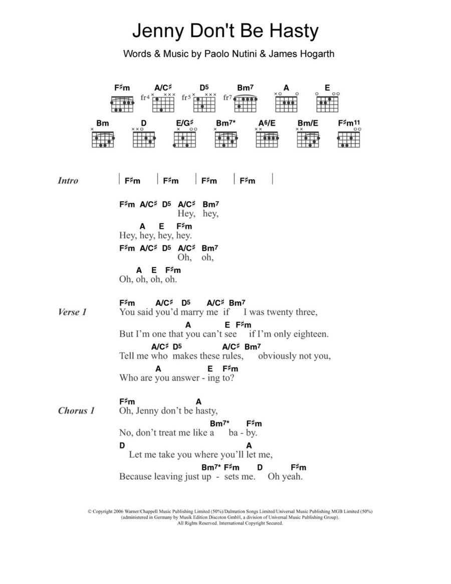 Jenny Don't Be Hasty Acoustic Guitar scores gallery preview page 1