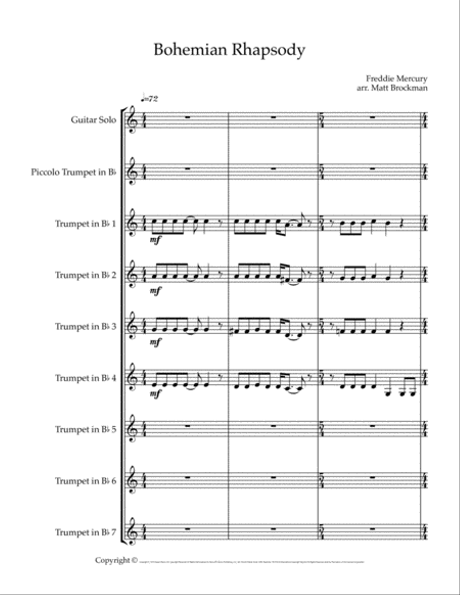 Bohemian Rhapsody Bohemian Rhapsody Trumpet Solo scores gallery preview page 1