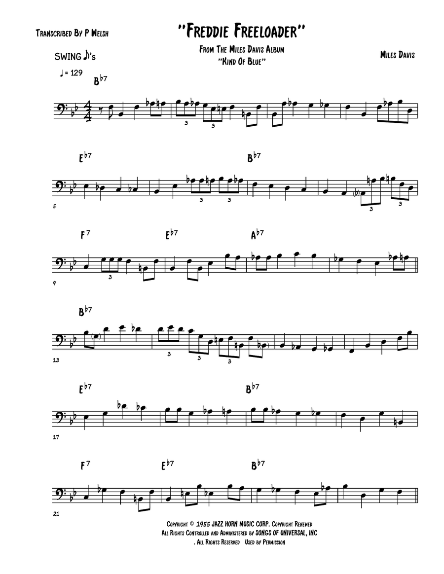 Freddie Freeloader Double Bass scores gallery preview page 1