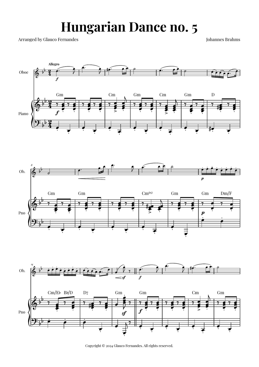 Hungarian Dance No. 5 Chamber Music scores gallery preview page 1