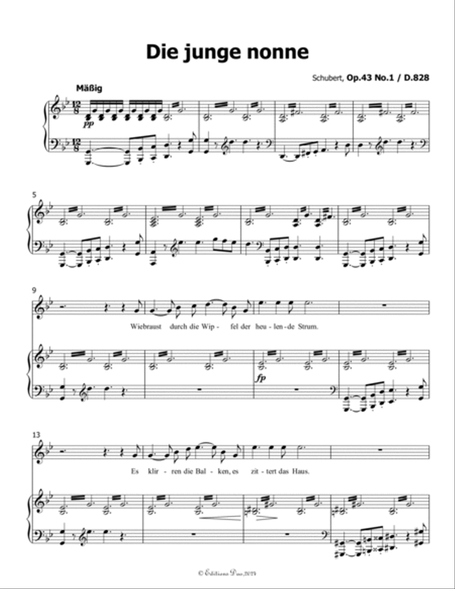 Die junge nonne, by Schubert, D.828, in g minor Voice scores gallery preview page 3
