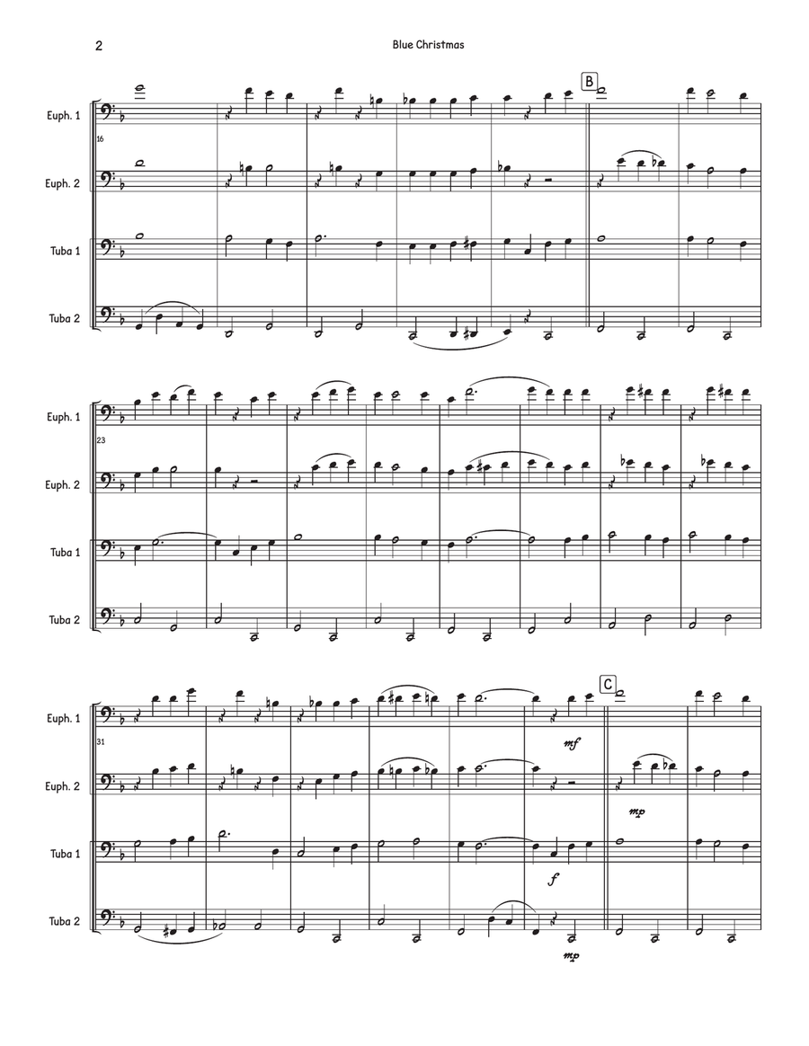 Blue Christmas Brass Quartet scores gallery preview page 2