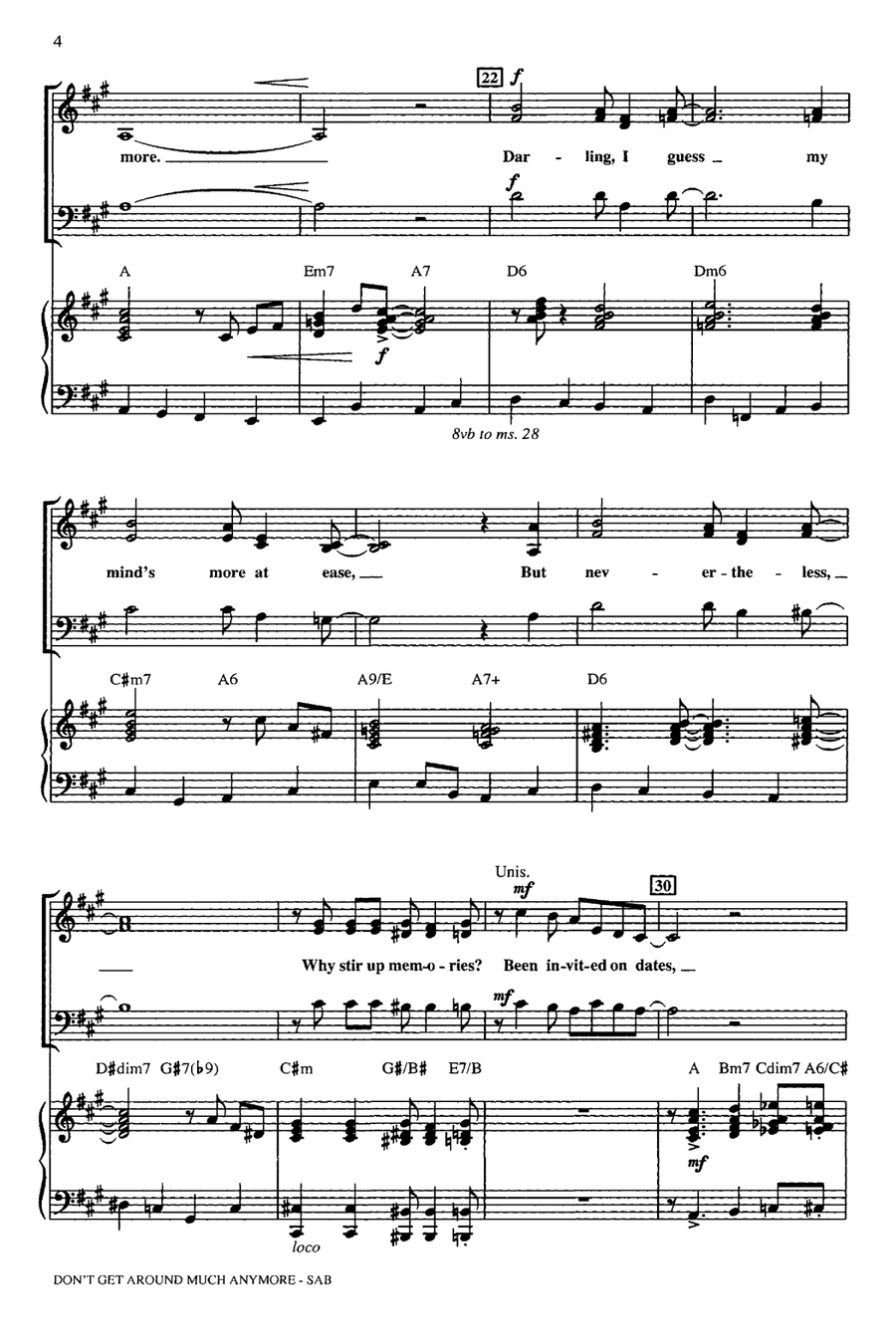Don't Get Around Much Anymore (arr. Mark Brymer) SAB scores gallery preview page 3