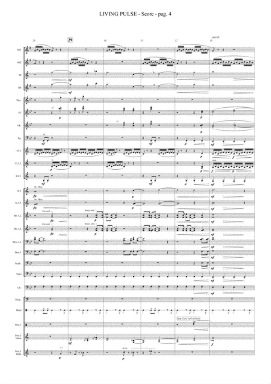 LIVING PULSE for Saxophone Quartet and Concert Band/Wind Ensemble Concert Band scores gallery preview page 6