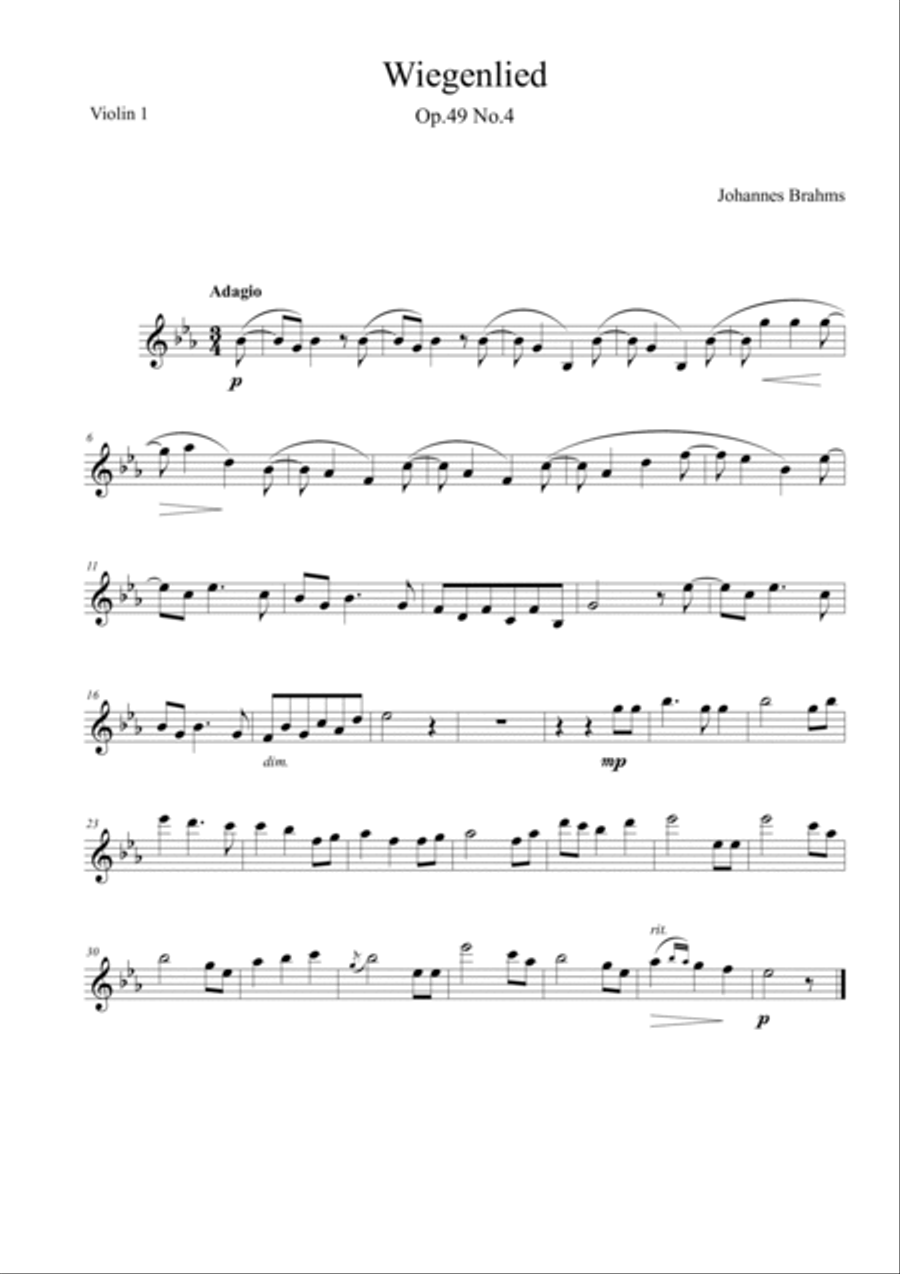 Wiegenlied Op.49, No.4 Lullaby Piano Quartet scores gallery preview page 4