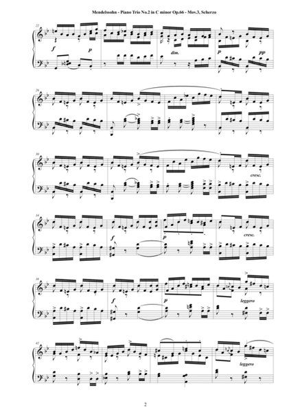 Mendelssohn - Piano Trio No.2 in C minor Op.66, Mov.3 Scherzo (G minor) - Piano solo image number null
